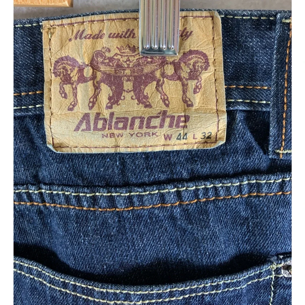 Vintage Y2K Ablanche Mens‎ Jeans 44x32 Dark Wash Blue Baggy Street Workwear